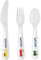 Personalised Children's Plastic Reusable Cutlery Set of 3 Items with A Vehicle Theme Presented in A Gift Bag.