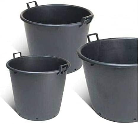 AlmaStore Vaso Mastello per Piante da Giardino, Orto, Vivaio, Edilizia - In polietilene HDPE - Tinozza con o senza Manici e fori - Mastellone Nero - Dimensioni : 160Lt, ø 80cm, h.51cm