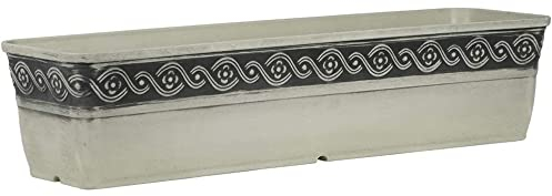 Classic Home and Garden Korinthischer Blumentopf aus Kunstharz, rechteckig, Concrete Grey, 45,7 cm