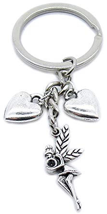 TX5P3N Schlüsselanhänger, Schmuck-Verschlüsse, Engels-Fee, Herz, Liebe silberfarben antik-optik
