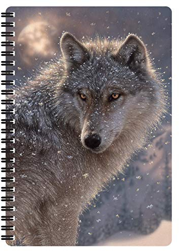 3D LiveLife A5 Notizbuch - Einsamer Wolf von Deluxebase. 80-seitiges 3D-Wolf-Notizbuch. Schul- oder Büromaterial mit Kunstwerken, von renommierten Künstler Collin Bogle lizenziert