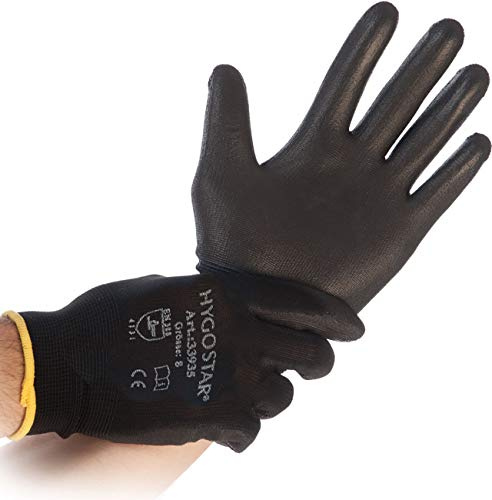 Hygostar Feinstrickhandschuh BLACK ACE PU-Beschichtung, schwarz, Größe XXL