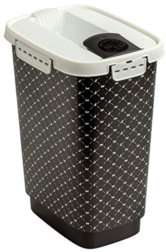 Rotho Flo Recipiente de comida para mascotas de 4,1 l con tapa, plástico alimentario (PP) sin BPA, negro, 4.1l (19.5 x 13.6 x 27.0 cm)