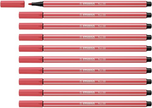 STABILO - Premium-Filzstift - Pen 68-10er Pack - rostrot