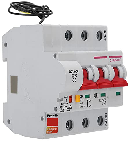 AC220V Smart WIFI-Leistungsschalter Miniatur-Leistungsschalter PA66-DSM Flammhemmende Shell-Unterstützung Wifi-Mobiltelefon APP-Fernbedienung(3P 80A)