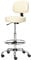 HOMCOM Barhocker Drehstuhl Höheverstellbarer Barstuhl mit Rollen aus Kunstleder-Leder Arbeitshocker Bürohocker 360° schwenkbar mit Lehne Gepolstertet Beige 56 x 57 x 104-127 cm