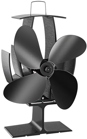 Wiltec Kaminofenventilator mit 4 Blättern 60 bis 350°C, Ofenventilator ohne Strom, Kaminventilator für eine effiziente und umweltfreundliche Wärmeverteilung