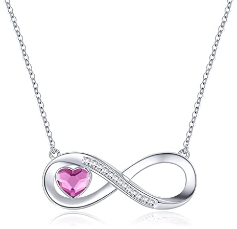 LOUISA SECRET Kette Damen Infinity Herz Halskette 925 Sterling Silberr or Messing mit Rose Gold, Kristall Ketten Anhänger mit Zirkonia, Geburtstag Valentinstag Weihnachten Muttertag Schmuck Geschenke