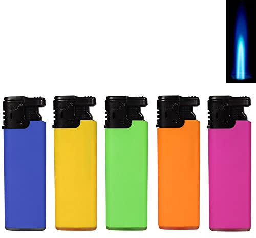 5X Sturmfeuerzeug Jetflamme Turbofeuerzeug Top Motive Jet Flamme Feuerzeug mit Schutzkappe absolut windfest Gasfeuerzeug nachfüllbar (Neon - Rubber)