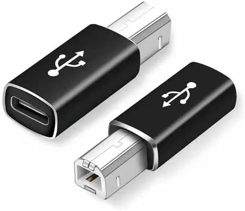 USB-C-Buchse auf Drucker-Stecker-Adapter (2er-Pack), USB Typ C auf USB B, Konvertierungs-Anschluss, unterstützt Datensynchronisation, kompatibel mit Brother HP, Dell, Xerox Samsung usw. und Piano