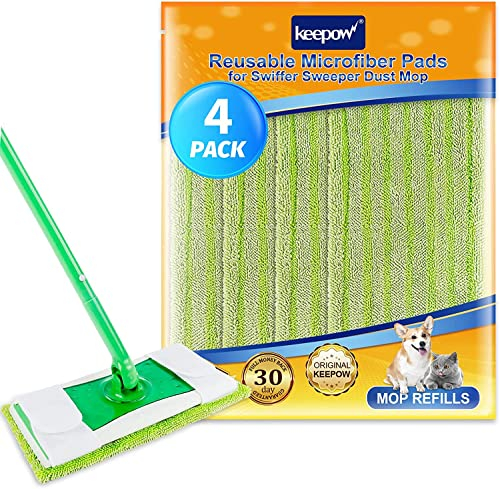 KEEPOW 4 Bodentücher Ersatzbezug für Swiffer Sweeper Bodenwischer Grün