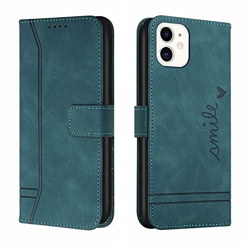 Trugox Handyhülle für Apple iPhone 12 Mini Hülle Klappbar Klapphülle mit Kartenfach Handytasche Handy Schutzhülle Tasche Leder Wallet Flip Case Slim Book Cover - Blaugrün