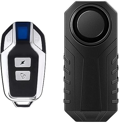 Meichoon Allarme bici aggiornato Sensore di movimento vibrazione wireless impermeabile antifurto 113dB con telecomando per veicoli scooter per auto per motocicli