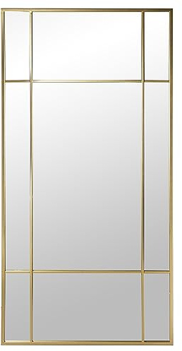 DRW Rechteckiger Wandspiegel aus vergoldetem Metall, 80 x 3 x 160 cm