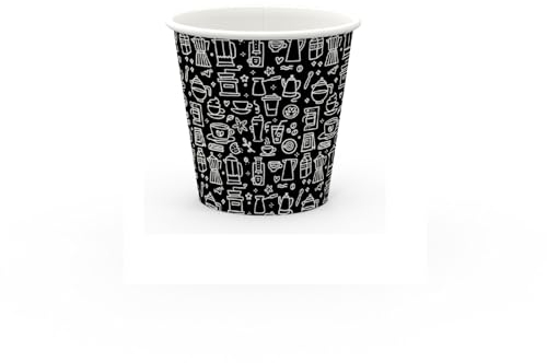 GRADISCO 100 Bicchieri in Carta per Caffe Cappuccino Thè Nero Fantasy 100% Biodegradabili e Riciclabili in Cartoncino Rivestito in PE per Bevande Calde Monouso Usa e Getta (100, 90ml)