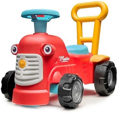 FALK - Rutschauto Traktor Mauritius rot mit ergonomischer Gehhilfe - ab 12 Monaten - 90% recycelter Kunststoff 900