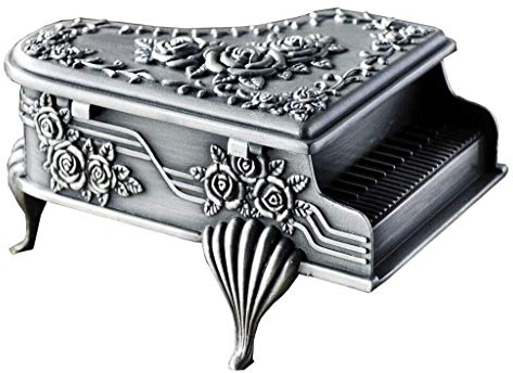 BONOOL Schmuckschatullen, dekorative Retro-Schmucktruhe, antiker Metallschmuck-Organizer mit metallischer Blumengravur, Schmuckschatulle für Damen