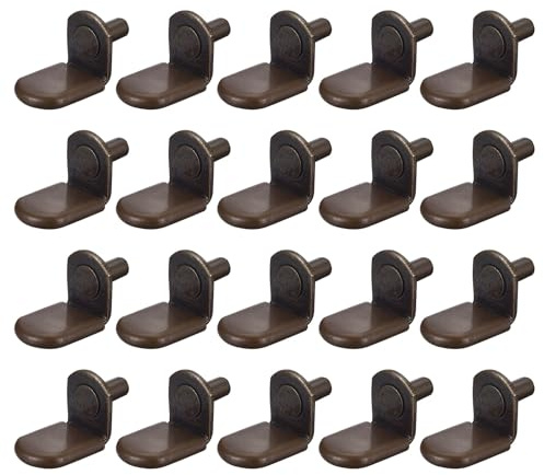 sourcing map Shelf Support Pegs, 40pcs 5mm(1/5) L-Shaped Support Bracket Pegs Shelf Pin with Rubber Sleeve for Furniture Shelves Supplies, Copper Tone