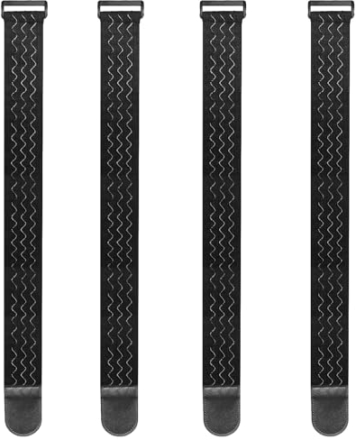 Upbeat Cinghie Elastiche con Gancio e Gomma Antiscivolo 61x5cm (4 Pezzi), Fascette Cavi è Ideali per Bicicletta, Protezioni per Pantaloni, Bagagli, Tappetini per Yoga, Campeggio, Tubi, Cavi