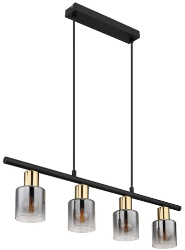 GLOBO LIGHTING LED Pendelleuchte Wohnzimmerleuchte Hängelampe Rauchglas Pendellampe 3 flammig, Metall, 4x 6W 700lm warmweiß, LxBxH 65x8x120 cm