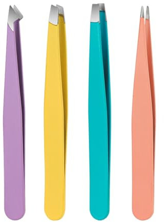 Tainrunse Lot de 4 pinces à épiler pour cheveux courts en acier inoxydable - Pour épilation des poils incarnés