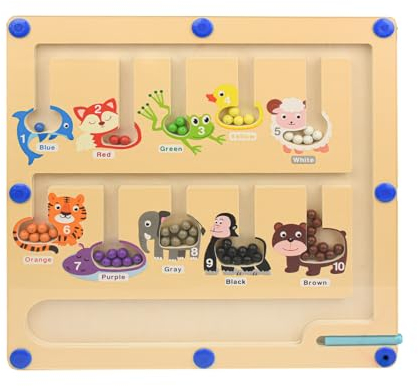 Surplex Magnetspiel Labyrinth Montessori Spielzeug Motorikspielzeug Vorschule Lernen Aktivitäten Feinmotorik Holz Farben Sortierspiel Magnete für Kinder im Alter von 3 4 5 6 7 Geschenk Mädchen Junge