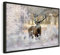 murando Bilder mit Rahmen 120x80 cm Wandbilder groß Leinwandbild XXL schwarzer Holzrahmen modern Wanddekoration Kunstdruck Wanddeko Wohnzimmer Schlafzimmer Hirsch Natur Wald Tier Landschaft Waldtier