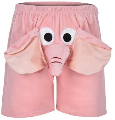 RUMAOZIA Pantaloni Corti da Uomo a Forma di Elefante, Sportivi, per la Casa, da Jogging, Colore: Rosa, Taglia L
