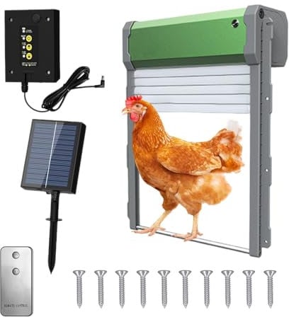 Chicken Coop Door Solar,Automatic Chicken Coop Door Opener,Automatic Chicken Door With Remote And Light Sensor,For Home Farms, Chickens Ducks Poultry
