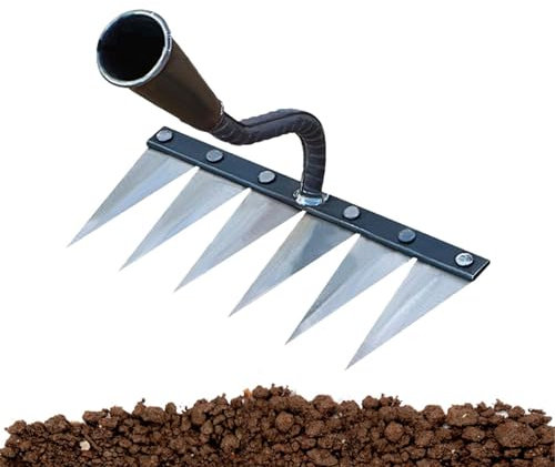 Gartenrechen aus Stahl – Krallenrechen, breiter Bogenrechen für Rasen | Dethatcher Carbon Handrechen Handrechen aus Carbon, Rechen aus Carbon, Rechen aus Karbon, verstellbarer Rechen aus Stein, Rechen
