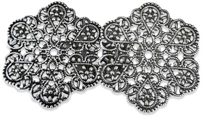 Hartmann-Knöpfe kleiner filigraner altsilber Verschluss Metallverschluss flach Trachten Dirndl zum Annähen 55mm x 30mm (1 Stück)