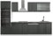Vicco Küchenzeile R-Line, Anthrazit Landhaus/Weiß, 300 cm mit Hochschrank, AP Marmor