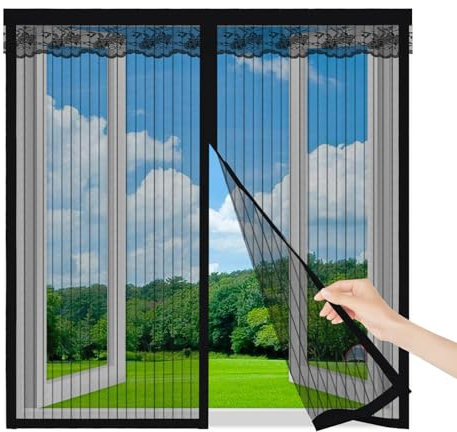 Mosquitera Ventana Magnética 120x120cm,Mosquiteras para Ventanas,Cierre Automático, Fácil Instalación Sin Taladro, para Sala de Estar, Dormitorio y Balcón,Negro