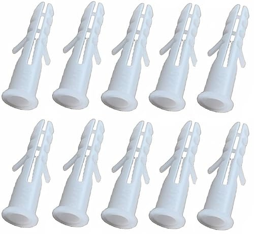 Paquete de 10 tacos de pared universales resistentes de nailon (M8 x 40 mm, color blanco)
