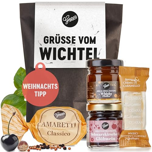 Gepp's Feinkost Wundertüte Grüße vom Wichtel I Herzhaft-süße Delikatessen im kleinen Geschenkset I Wichtelgeschenk für Frauen, Männer & Kollegen I Probierset zum Wichteln mit hochwertigen Leckereien