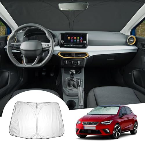 JXTTJ Coche de Parabrisas Viseras para Seat Ibiza 6F MK5 KJ1 / Seat Ibiza FR/Facelift 2017-2024 2025, Plegable Resistir A Los Rayos UV Aislamiento Térmico Protección Accesorios