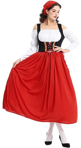 GFPGNDFHG Damen Dirndl Trachtenkleid Lang Midi Länge 70cm Hochgeschlossene Dirndlbluse Grau Trachtentasche Trachtenrock Knielang Samt Kurz Sexy