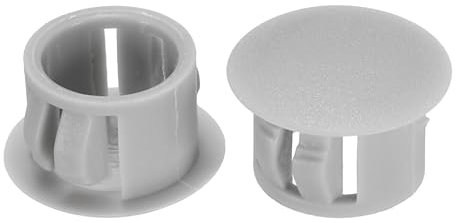 PATIKIL Hole Plugs Plastic, 50 Pcs 10mm(3/8) Screw Bumper Hole Plug Flush Snap Type Round Hole Cover Caps for Round Holes Cabinet Furniture Kitchen, Grey