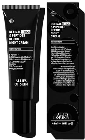 Allies Of Skin Retinal 0.05% Peptides Repair Night Cream with 0.05% Encapsulated Retinaldehyde, Peptides, 2% Ornithine, EGCG Complex, 11 Brighteners, Antioxidants, and 7.1% Ceramide & Omegas Complex