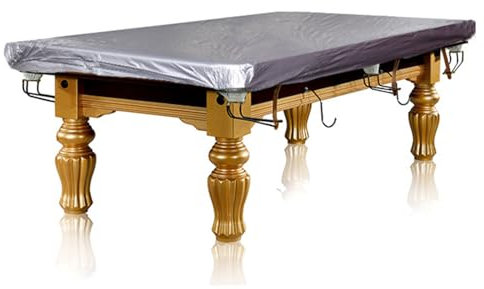 Highdi Billardtisch Abdeckung mit Kordelzug, Abdeckplanen für Billardtische Wasserdicht Staubdicht Winddicht für Billardtische Und Gartenmöbel (10FT,Silber)
