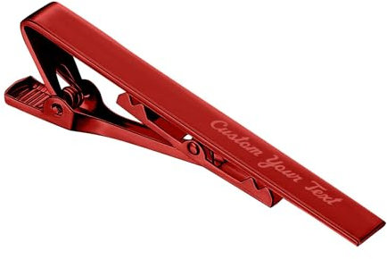 Krawattennadel Personalisiert mit mit Gravur Text Krawattennadeln für Herren Krawattenklammer aus Messing für Jahrestag, Hochzeit, Geschäft, Geschenk für Vater, Bräutigam, Trauzeugen (Rot, 1)