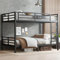 Bellemave Bunk Bed Double XL on Double XL Bed with Headboard and Built in Ladder, Metal L Bunk Beds with Full Length Guardrail, Convertible Bunk Bed for Adults