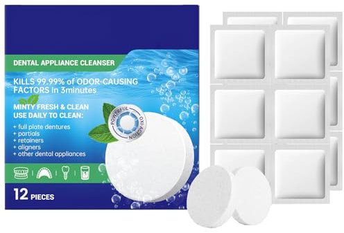 KOAHDE Stain-Free Retainer Cleaning Tablets,Retainer Cleaning Tablets,Tablets Months Supply Retainer Fresh,Retainer Mouth Guards Cleaner,Aligner Cleaner,Mouth Guard Cleaner,12PC