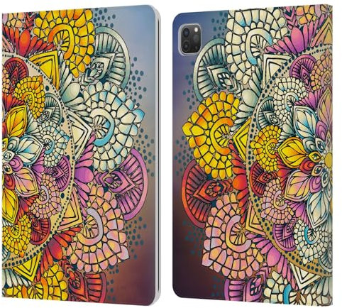 Head Case Designs Offizielle Mark Ashkenazi Mandala Blume Mehrfarbige Blumen Leder Brieftaschen Handyhülle Hülle Huelle kompatibel mit Apple iPad Pro 11 2020/2021 / 2022