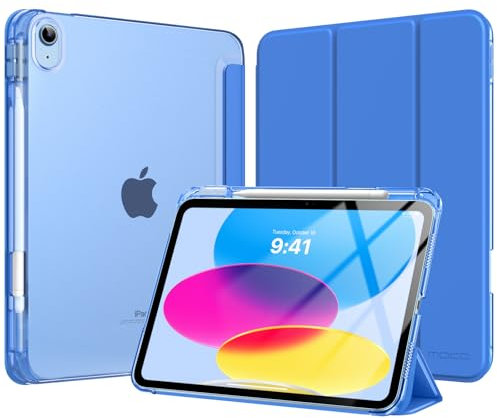 MoKo Funda para iPad 11 Pulgadas (A16) 11.ª Generación 2025, Funda iPad 10.ª Gen 10,9 2022 con Portalápices, Funda 10 Gen Ligera y Delgada con Soporte Trifold y Cascara Traslúcida PC,Azul Cobalto