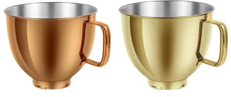 1 x Copper Gold Bowl,+1 x Gold Bowl, 5QT Stainless Steel Mixer Bowl,Compatible for Kitchenaid Artisan&Classic 4.5-5QT Tilt-Head Mixers K45 KSM70 KSM150