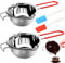 XTUDOU® 2 Pièces Creuset pour Bain-Marie, Bol de Fusion Acier Inoxydable 304 avec 2 Spatules Et Poignée RéSistante à La Chaleur pour Chocolat, Sucre, Beurre, Fromage et Bougies (400 ML et 600 ML)