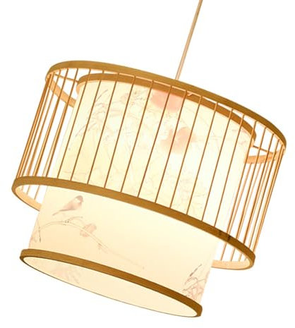 Birdcage Bambus Anhänger Licht, LED -Anhänger Licht Vogelkäfig Form Bambus Gewebtes Hanglampe Decken Decken Hängende Leuchten Bauernhaus, Anhänger Lichter