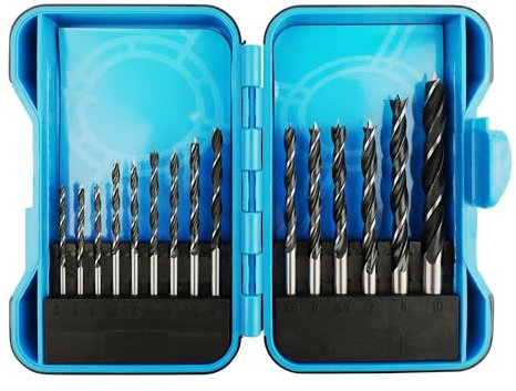 15 Piece Brad Point Drill Set – Precision Woodworking Drill Bits for Clean, Accurate Holes in Wood & Soft Materials