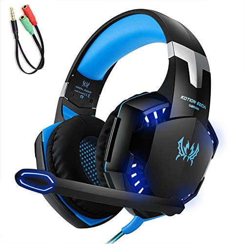 TFixol G2000 Casque de jeu 3,5 mm Réduction du bruit pour PC Portable Téléphone avec câble adaptateur O Bleu